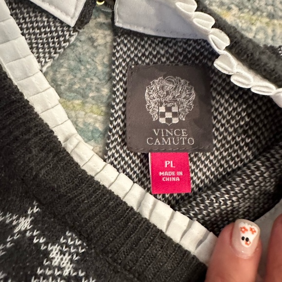 Vince Camuto PL Plaid Sweater Dress. NWOT. Grey and White. - Picture 2 of 3